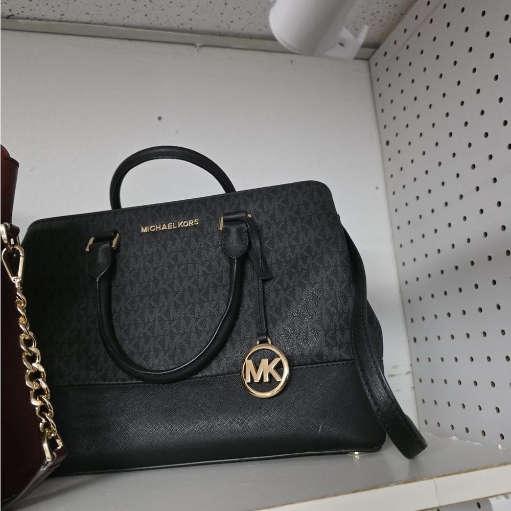 Michael Kors Black Satchel with Gold Accents